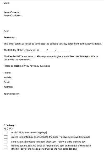 notice to terminate a periodic tenancy agreement from landlord to tenant