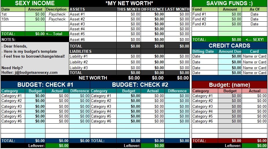 printable household budget template