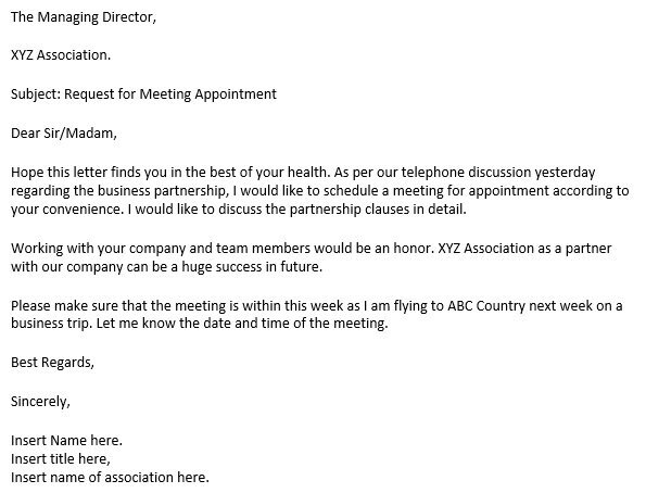 request for meeting appointment email