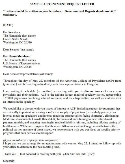 sample appointment request letter