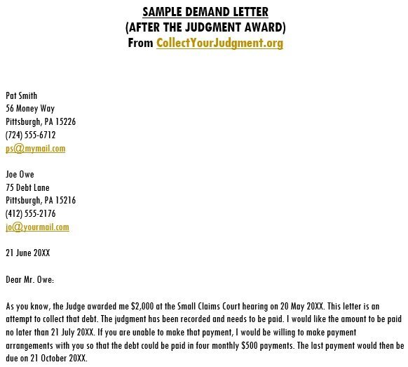 sample demand letter for payment template