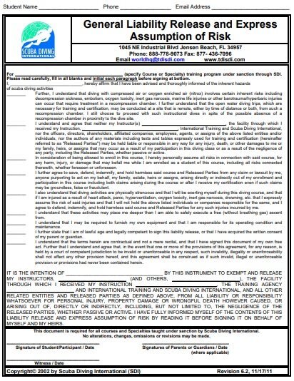 general liability waiver form