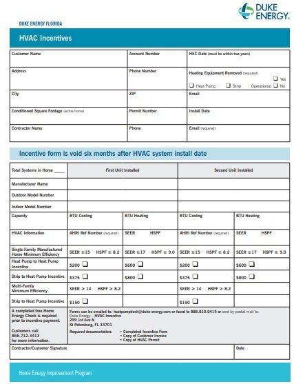 hvac incentives invoice template