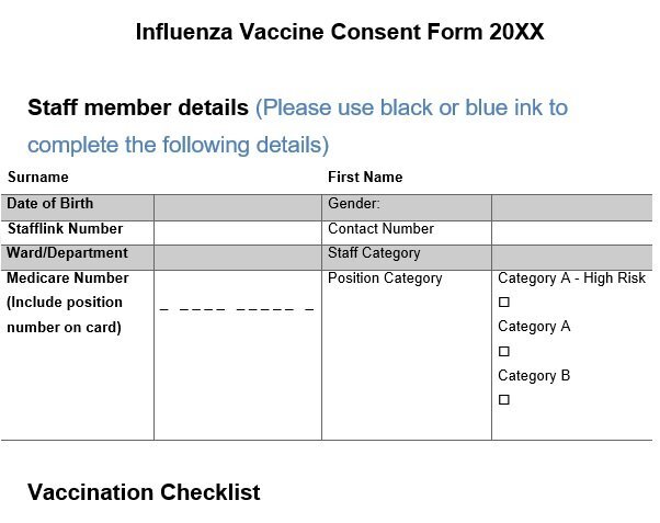 influenza vaccine consent form 20xx