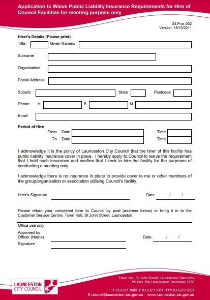 liability insurance waiver form