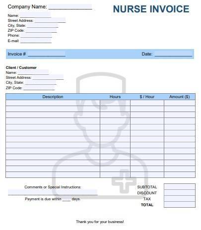 nurse invoice template