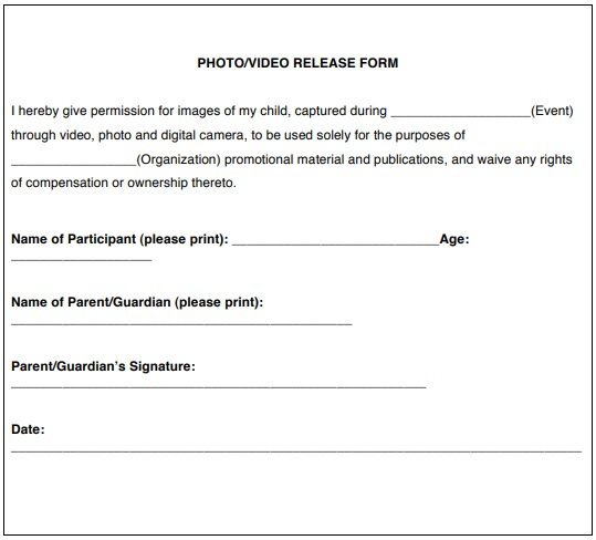 photo video release form