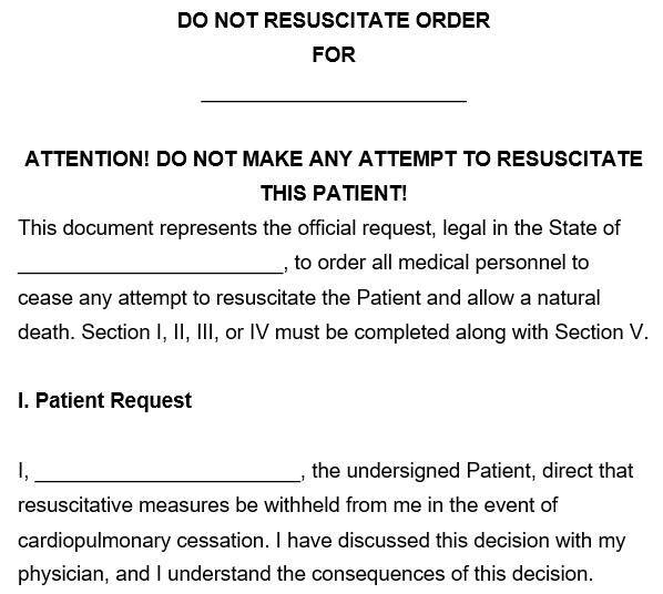 printable do not resuscitate order form