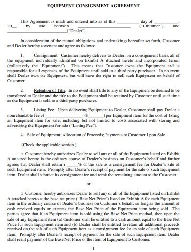 printable equipment consignment agreement 4