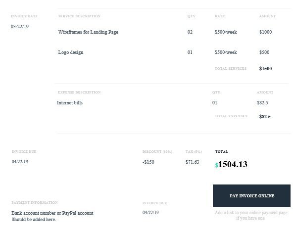 printable hvac invoice template 1