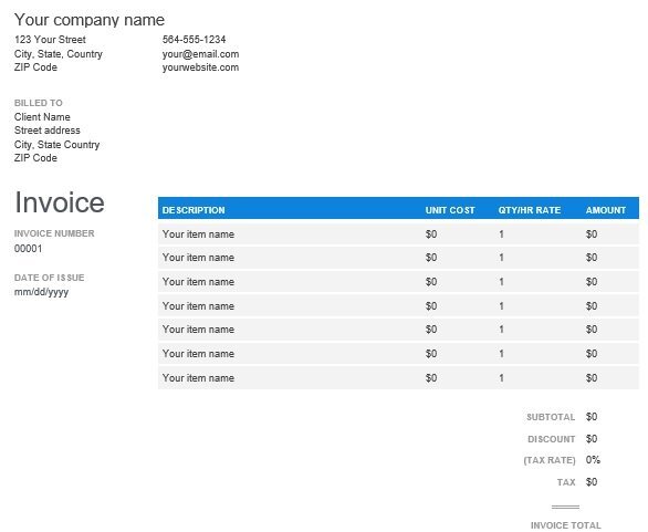 printable hvac invoice template