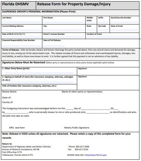 property damage release form