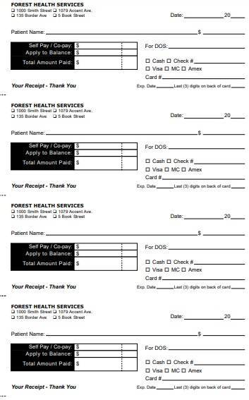receipt for medical services