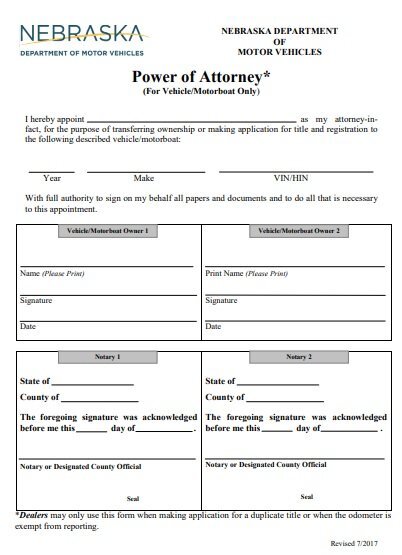 vehicle and motorboat power of attorney form