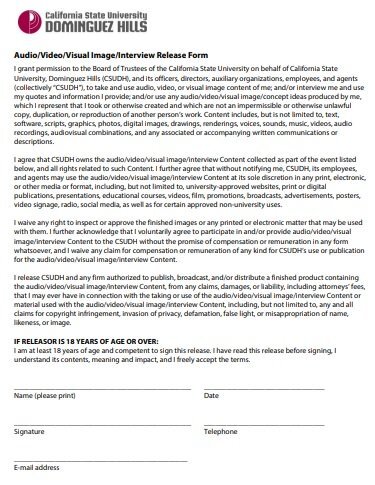 video interview release form