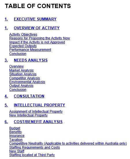 business case template for approval of a new commercial activity