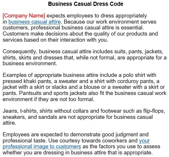 business casual dress code