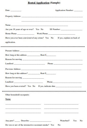 fillable rental application form