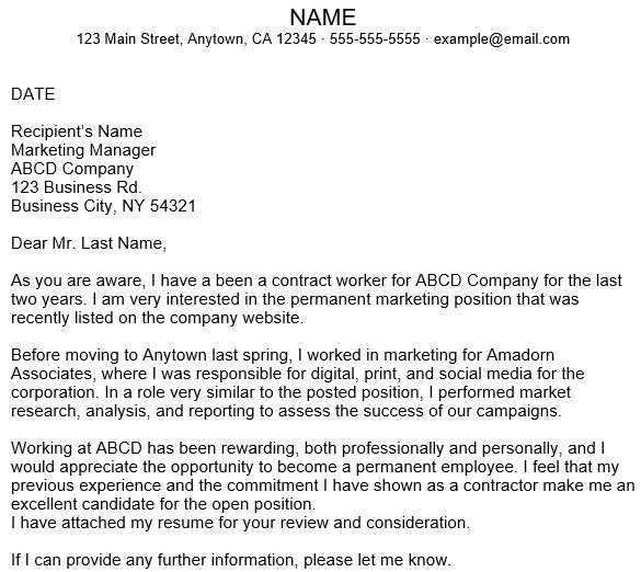 free temporary to permanent request letter