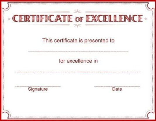 printable certificate of excellence template 5