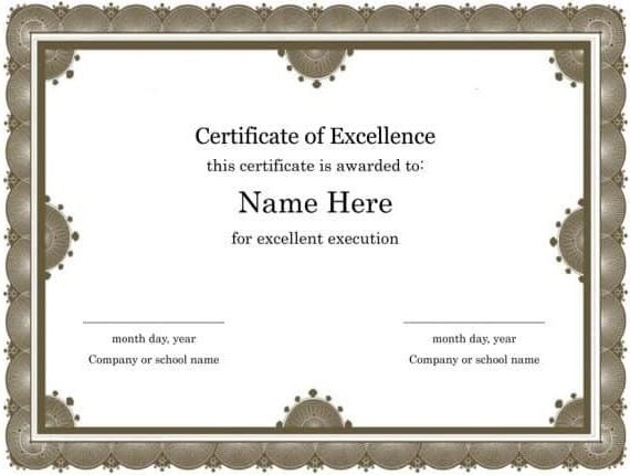 printable certificate of excellence template 8