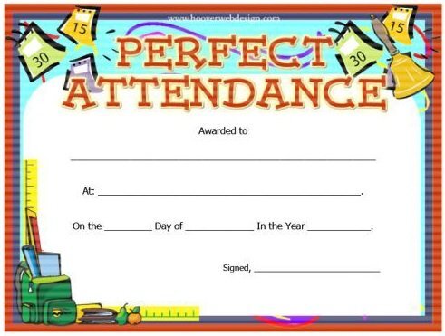 printable perfect attendance award template 13