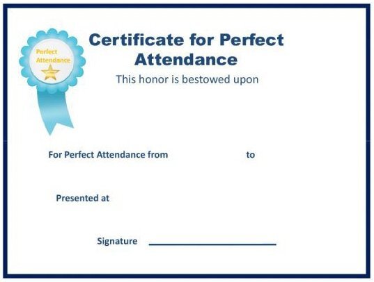 printable perfect attendance award template 14