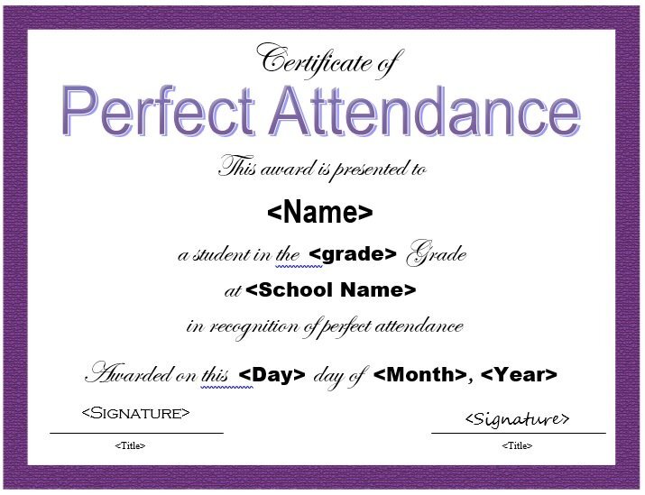 printable perfect attendance award template 2