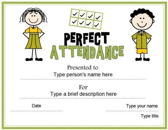 printable perfect attendance award template 3