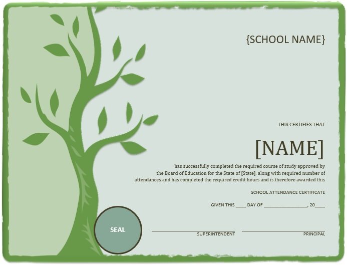 printable perfect attendance award template