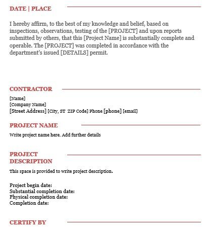 printable work completion certificate template 1
