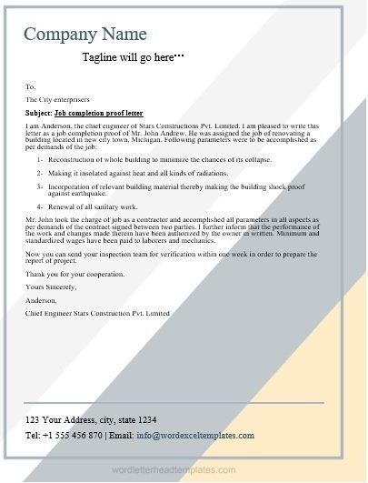 printable work completion certificate template 4
