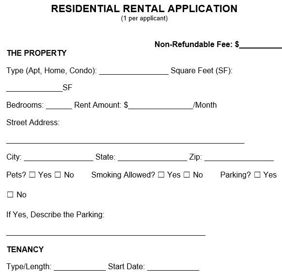 residential rental application form