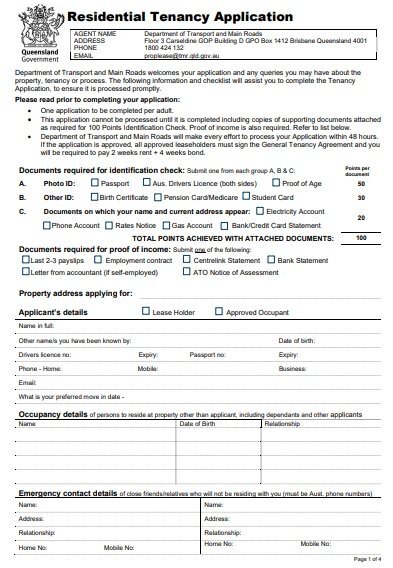 residential tenancy application form