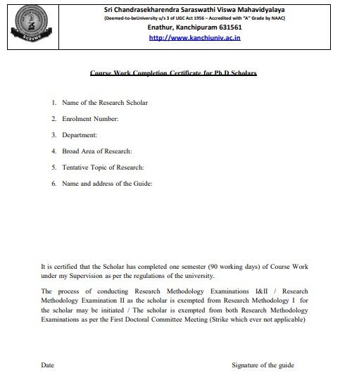 work completion certificate for scholars