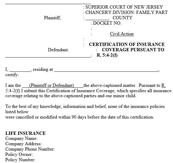 certificate of insurance coverage template