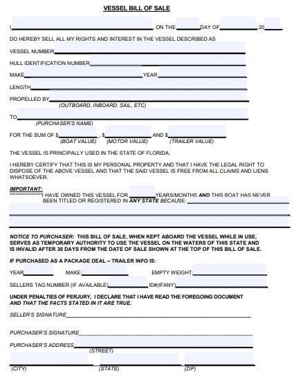 fillable boat bill of sale form