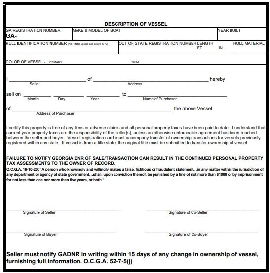 free boat bill of sale form 1