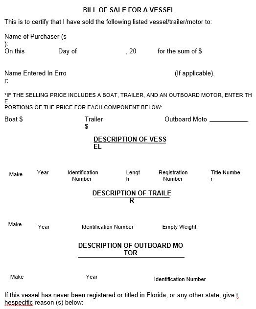 free boat bill of sale form 2