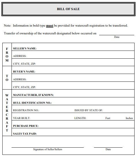 free boat bill of sale form