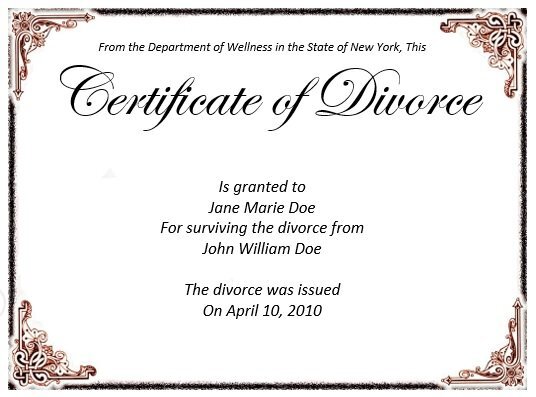 free divorce certificate template