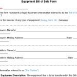 free equipment bill of sale form 1