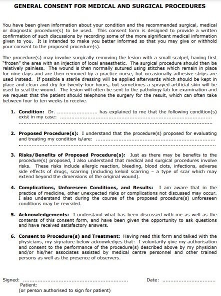 general consent for medical and surgical procedures