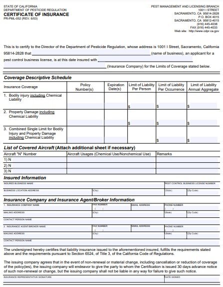 printable certificate of insurance template