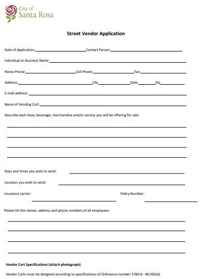 street vendor application form