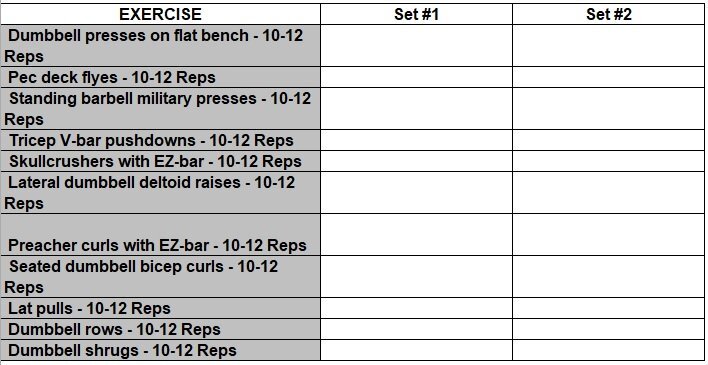 free workout log template 9
