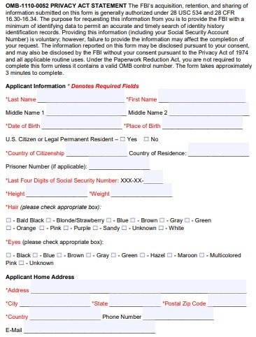 FBI background check authorization form
