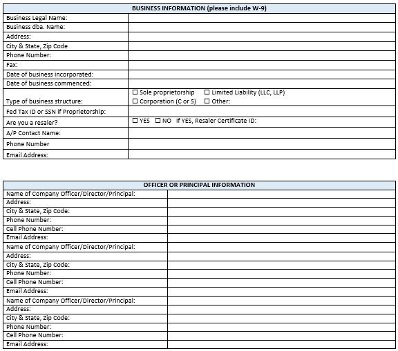 business credit application form template
