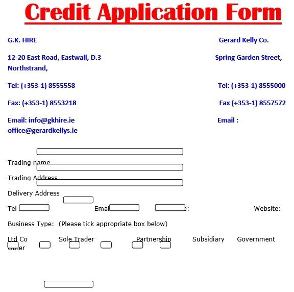 free credit application form 2