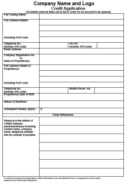 free credit application form 3